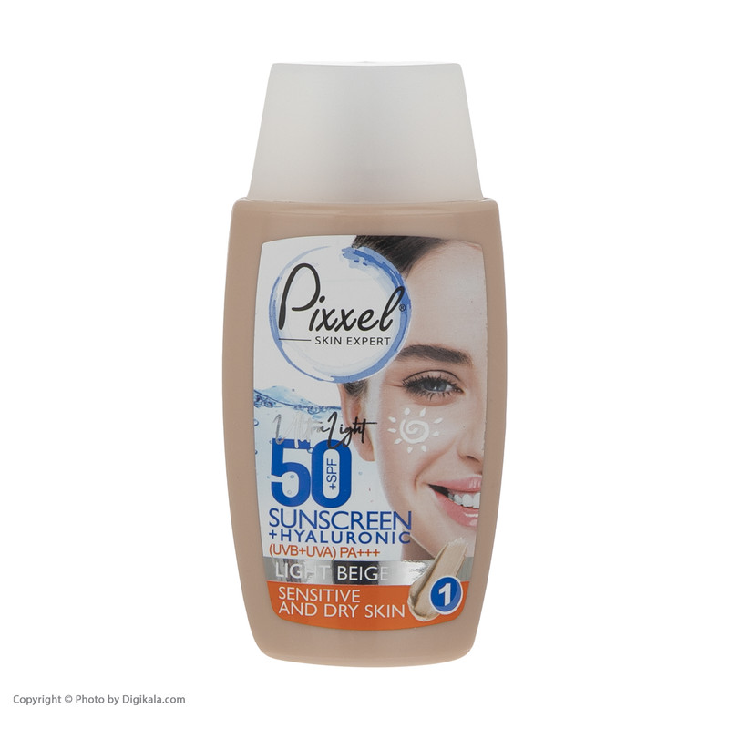 کرم ضد آفتاب رنگی پیکسل +SPF50 مدل LIGHT BEIGE مناسب پوست های حساس و خشک حجم 50 میلی لیتر