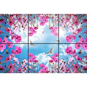 تایل سقفی آسمان مجازی طرح گل های وحشی کد 0500 سایز 60x60 سانتی متر مجموعه 6 عددی