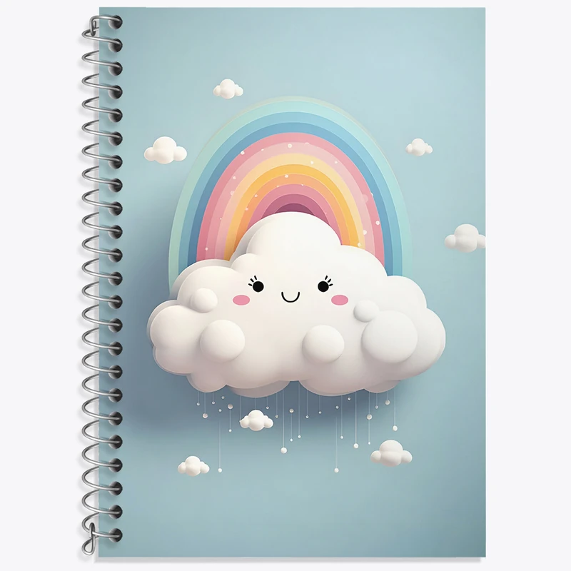 دفتر زبان 50 برگ خندالو مدل دو خط طرح ابر کیوت کد N4061