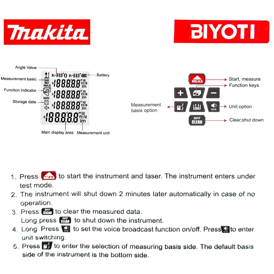 متر لیزری ماکیتا مدل BIYOTI  کد  120M
