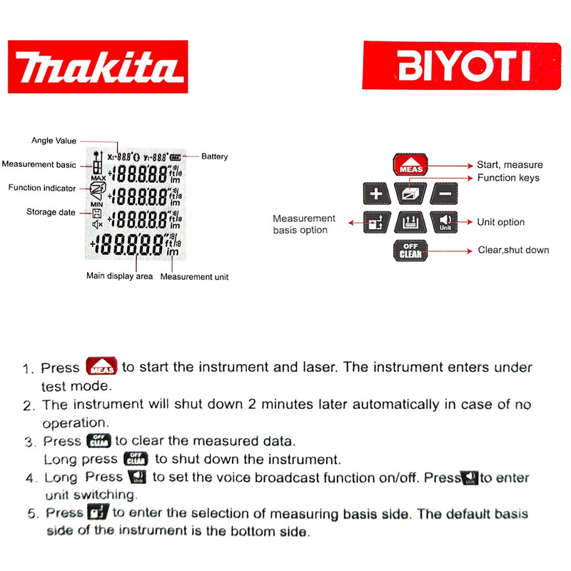 متر لیزری ماکیتا مدل BIYOTI  کد  120M