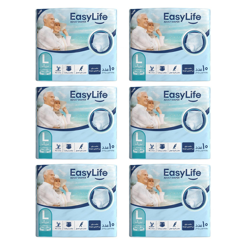 پوشینه بزرگسال ایزی لایف کد 01 سایز بزرگ مجموعه 6 عددی