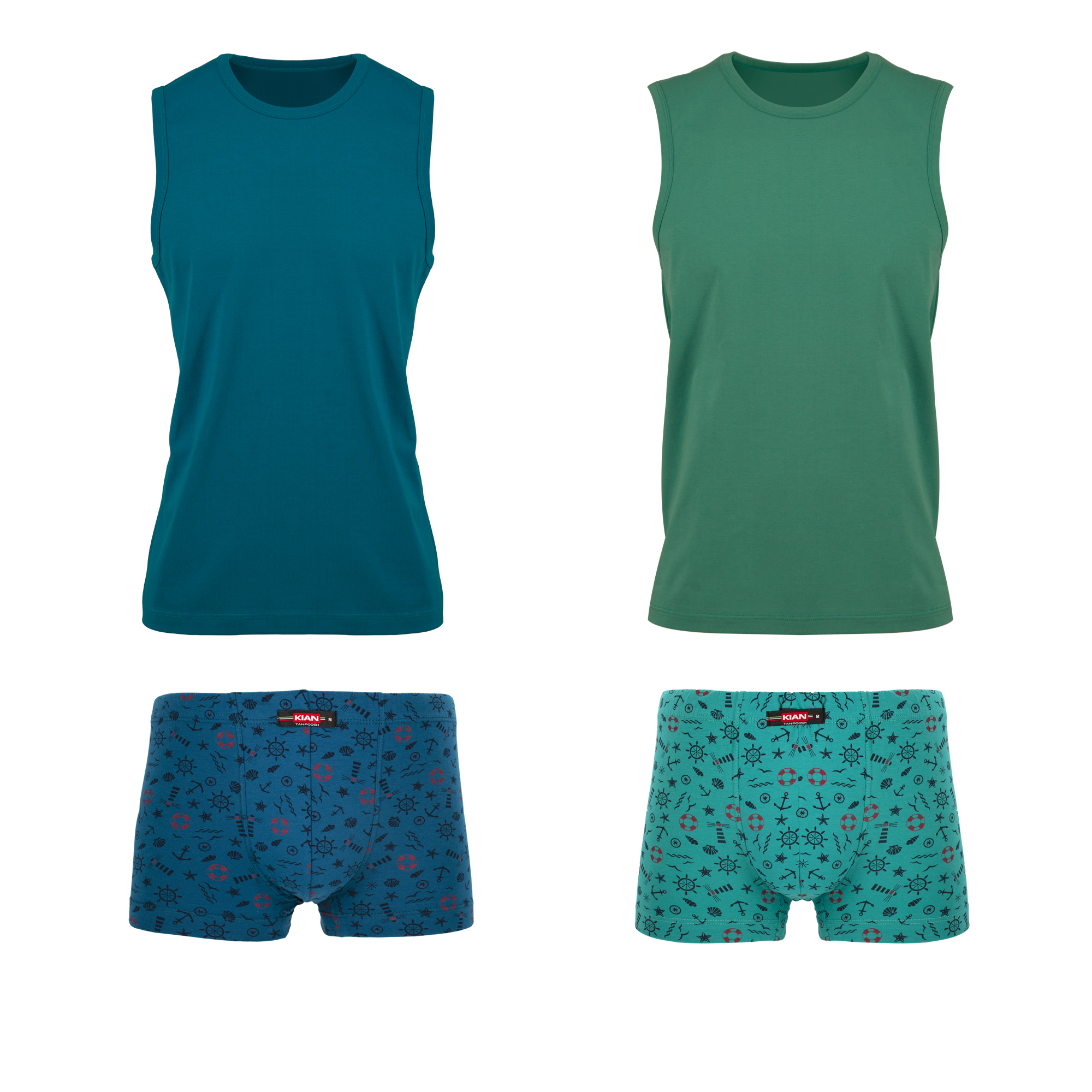ست شورت و زیرپوش مردانه کیان تن پوش مدل 112702 مجموعه 2 عددی 