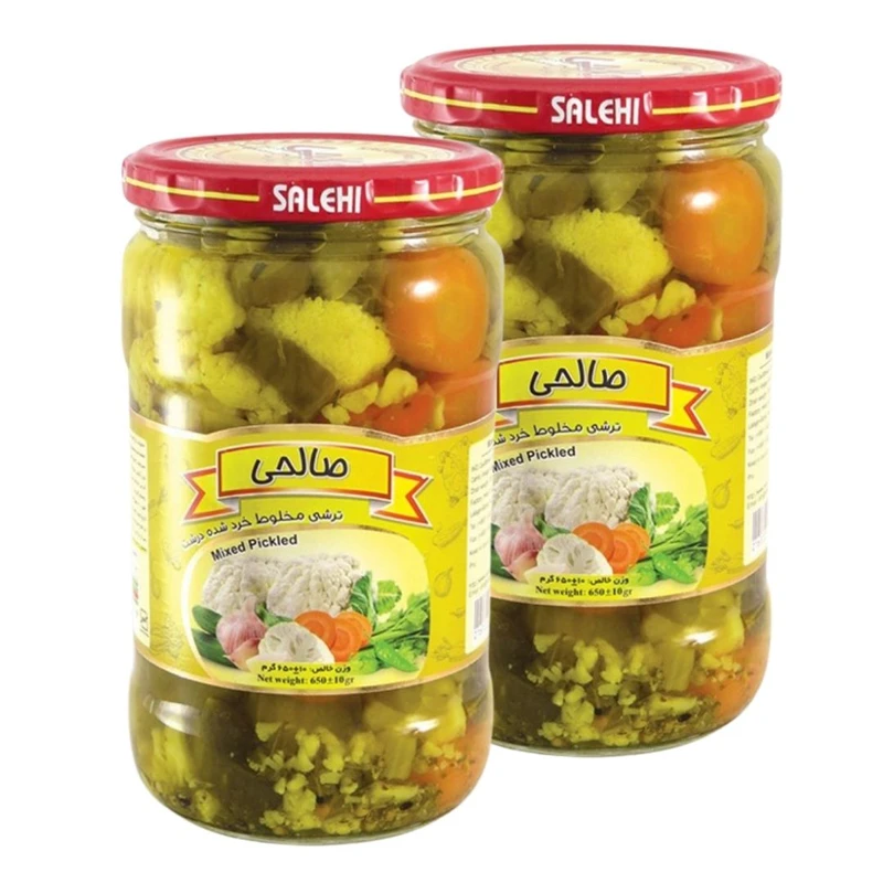 ترشی مخلوط پاستوریزه درشت سالادی ممتاز صالحی -  650 گرم مجموعه 2 عددی
