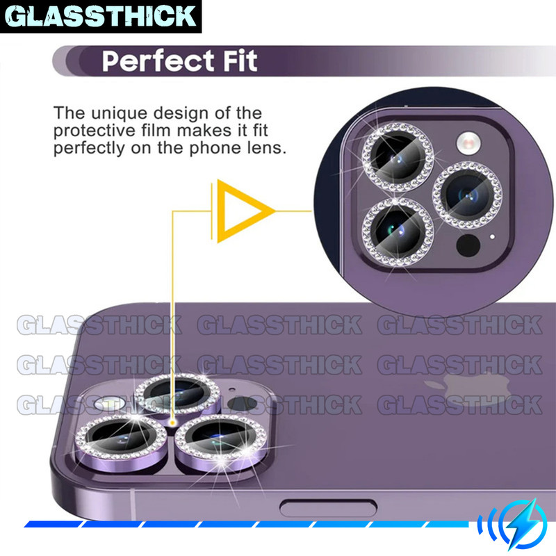 محافظ لنز دوربین گلستیک مدل Metal Diamond مناسب برای گوشی موبایل اپل Iphone 12 Pro