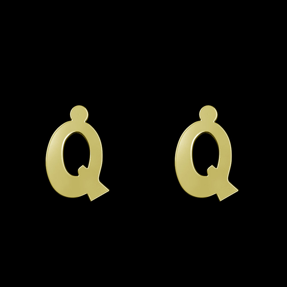گوشواره طلا 18 عیار زنانه مدوپد مدل حرف Q کد GA1-16677