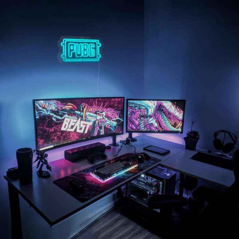 چراغ دیواری نئون دیزاین طرح Pubg-Logo_TBL