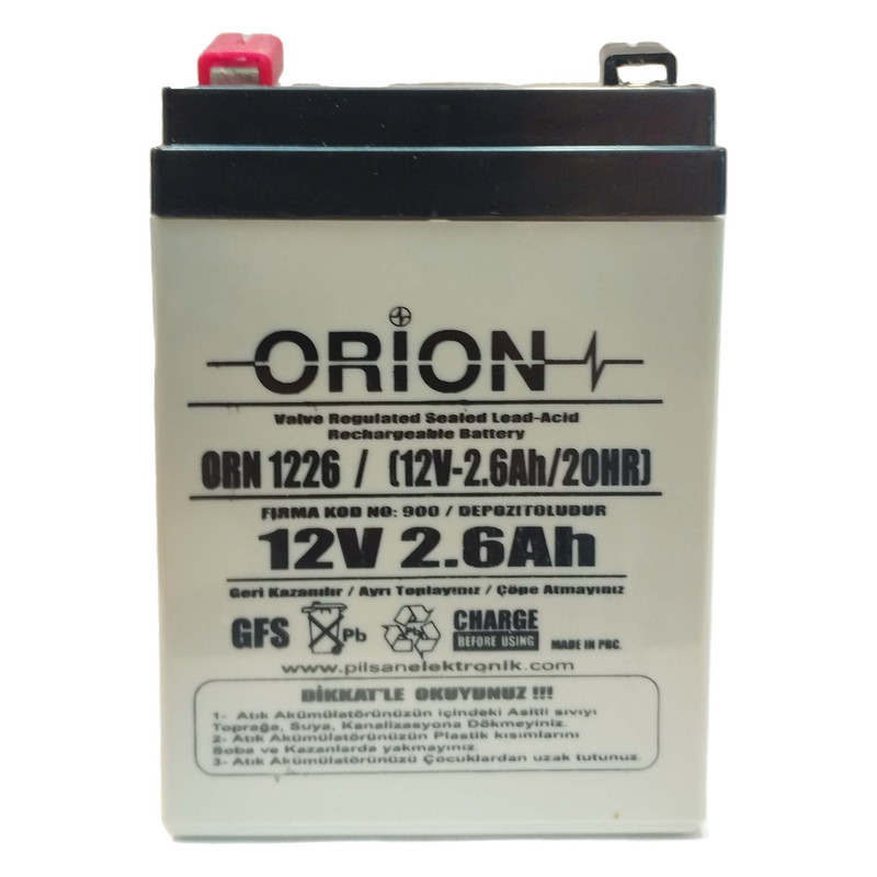 باتری سیلد اسید 12 ولت 2.6 آمپر اوریون مدل 12V-2.6A باتری سیلد اسید 12 ولت 2.6 آمپر اوریون مدل 12V-2.6A