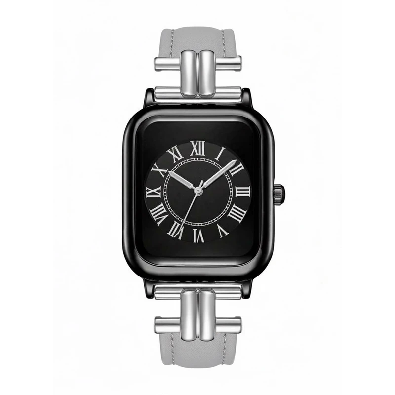 ساعت مچی عقربه‌ای کوارتز زنانه مدل مستطیل چرم طبیعی رومی کلاسیک شبتاب 167
