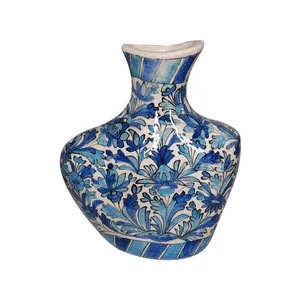گلدان سفالی مدل نقاشی زیر لعابی کد P016