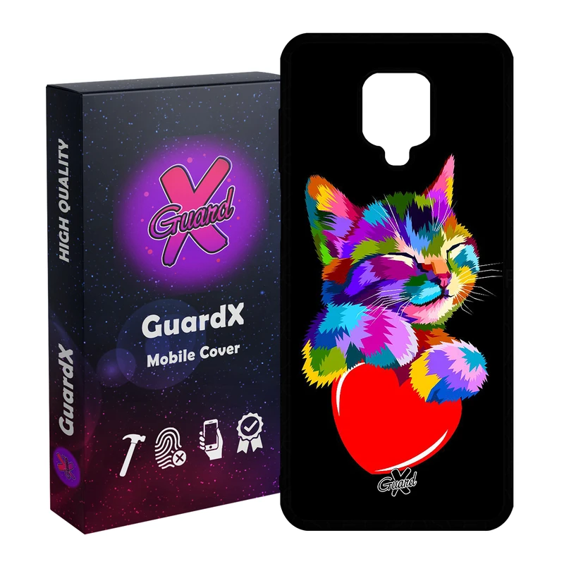 کاور گارد ایکس طرح گربه مدل Glass10269 مناسب برای گوشی موبایل شیائومی Redmi Note 9S / Note 9 Pro / Note 9 Pro Max