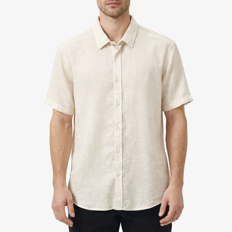 پیراهن آستین کوتاه یقه برگردان مردانه مدل لینن