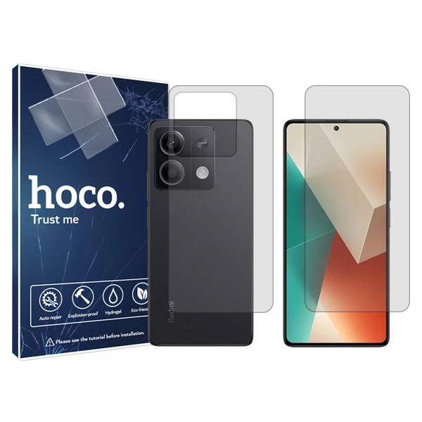 محافظ صفحه نمایش شفاف هوکو مدل HyGEL مناسب برای گوشی موبایل شیائومی Redmi Note 13 به همراه محافظ پشت گوشی