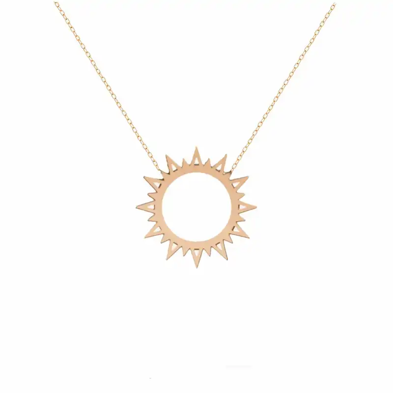 گردنبند طلا 18 عیار زنانه مدل خورشیدی