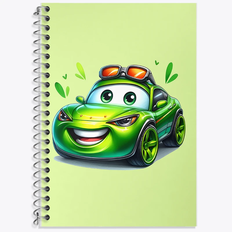 دفتر لغت 50 برگ خندالو طرح ماشین سبز کیوت کد F7980