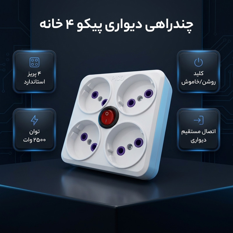 چندراهی دیواری پیکو مدل چهار خانه کلید دار 