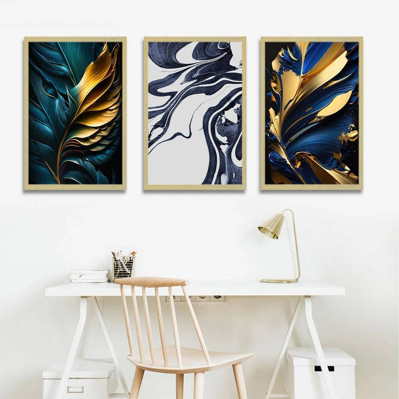 تابلو بکلیت طرح نقاشی مدرن آبرنگی مدل شاین اکلیلی BE-1731 مجموعه 3 عددی