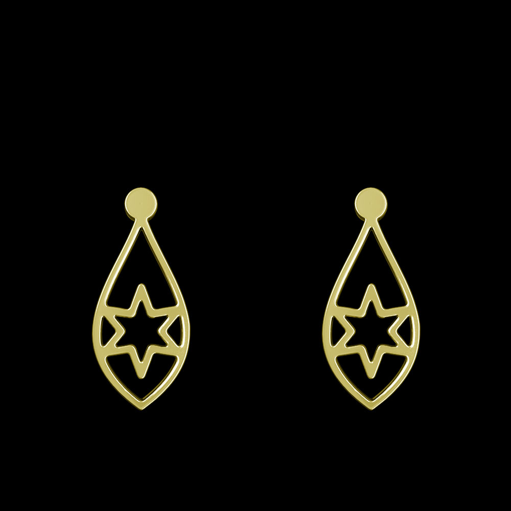 گوشواره طلا 18 عیار زنانه مدوپد مدل ستاره کد GA1-12244