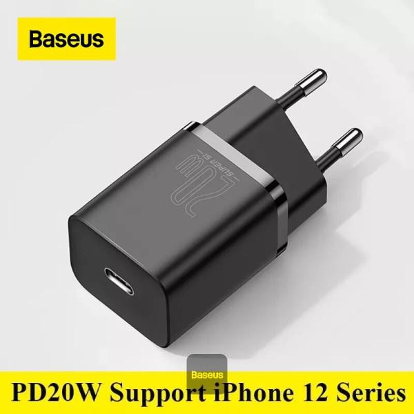 شارژر دیواری باسئوس مدل TZCCSUP-20W به همراه کابل تبدیل لایتنینگ