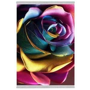 فرش پارچه‌ای دفه مدل فرشینه شانل مخمل طرح فانتزی کد 7135