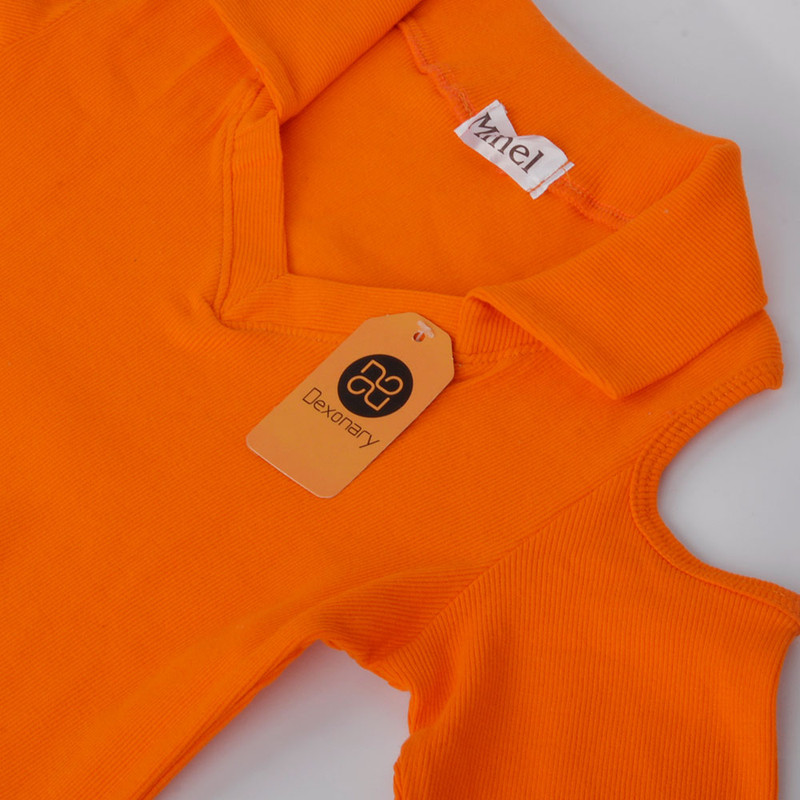 بادی آستین بلند زنانه دکسونری مدل 256004706 یقه دار رنگ نارنجی