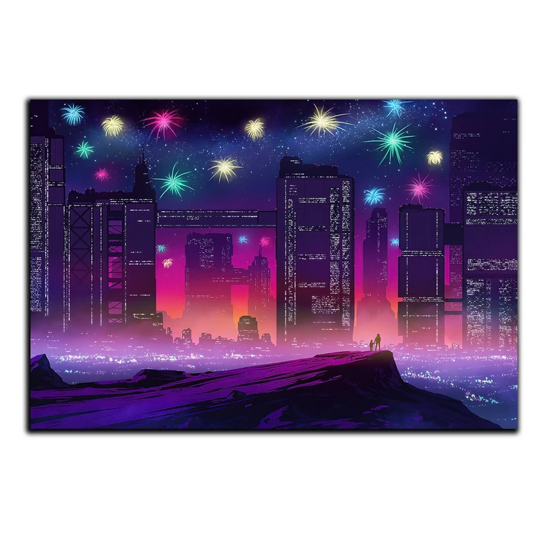 تابلو شاسی بکلیت طرح نقاشی شهر در شب مدل SH-S5578