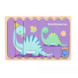 پازل آموزشی مدل دو رو چوبی brachiosaurus