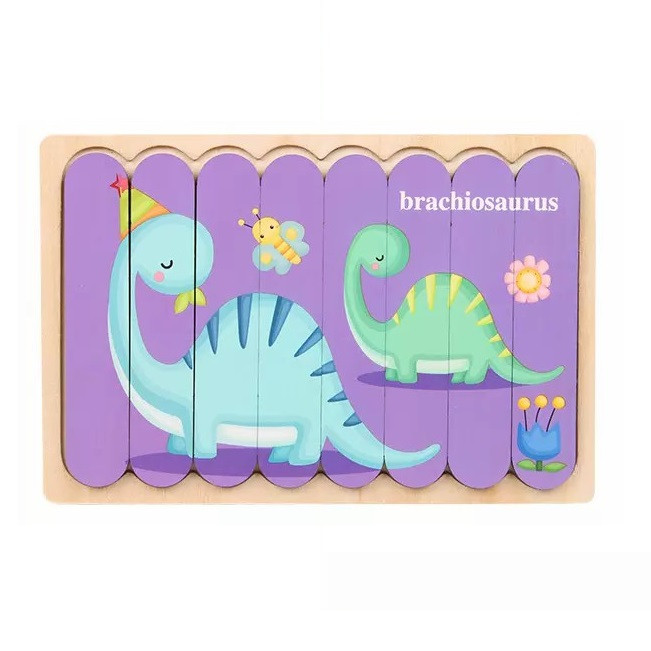پازل آموزشی مدل دو رو چوبی brachiosaurus