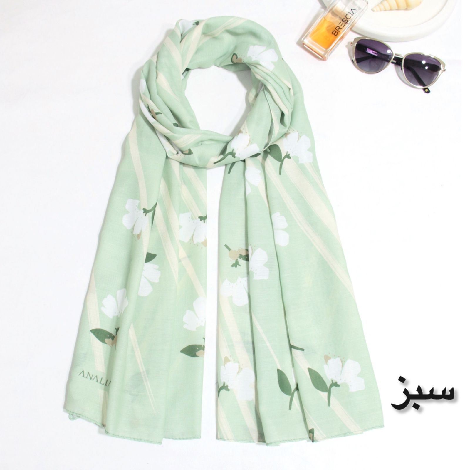 شال زنانه مدل نخی تابستانه خنک با طرح گل گلی کد ana-7086 -  - 16