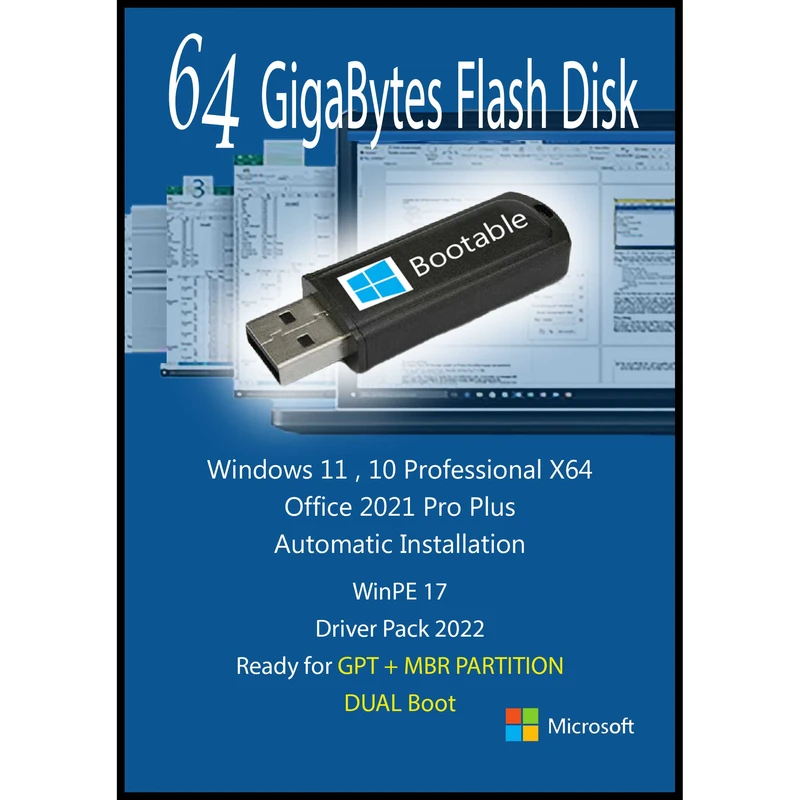 سیستم عامل  Windows 11 10 Pro X64 - Office 2021 Pro Plus - Driver Pack 2022 نشر مایکروسافت