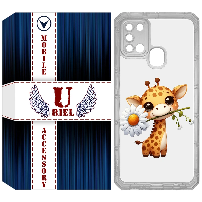 کاور یوریل مدل Clear کد 38 طرح زرافه مناسب برای گوشی موبایل سامسونگ Galaxy A21S