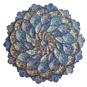 بشقاب میناکاری مدل ختایی اسلیمی کد 401