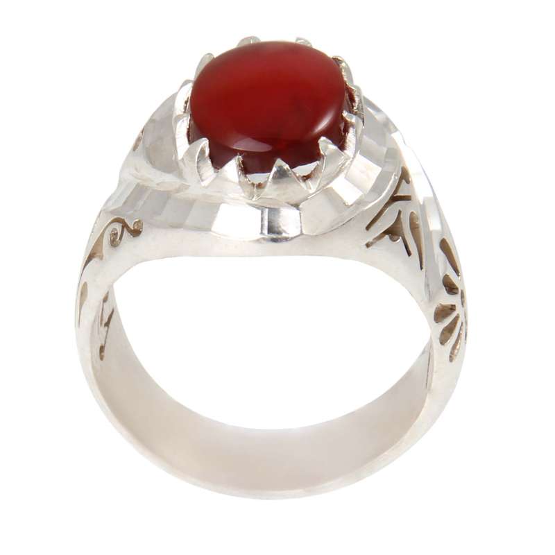 انگشتر نقره مردانه بازرگانی میلادی مدل عقیق یمن کد AM_1955