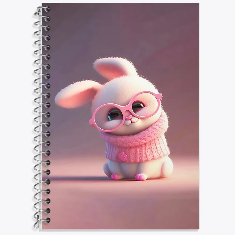 دفتر زبان 50 برگ خندالو مدل سه خط طرح خرگوش کیوت کد F5679