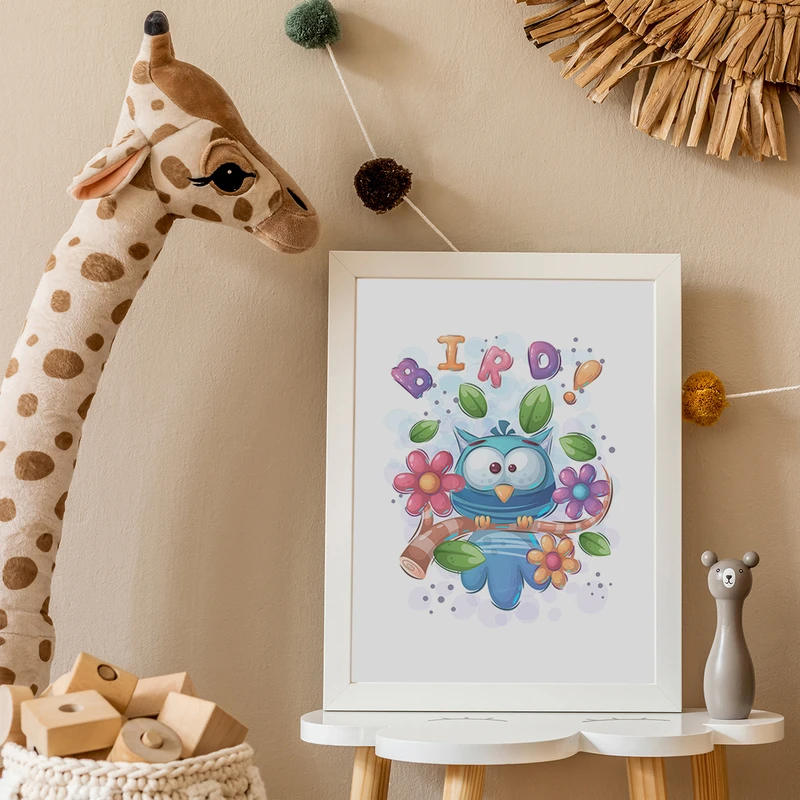 تابلو کودک مدل فانتزی طرح پرنده کد 58