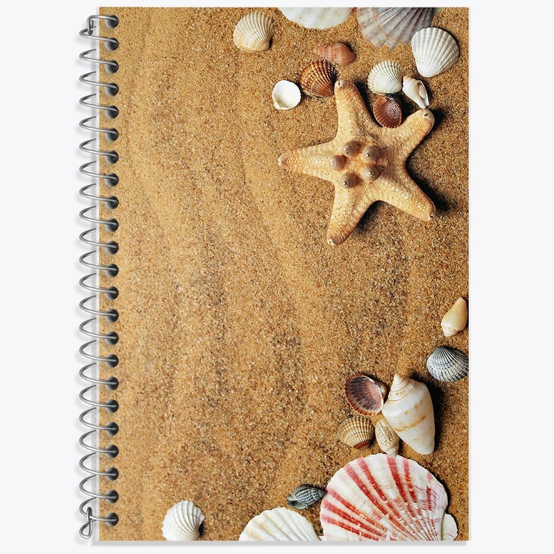 دفتر زبان 50 برگ خندالو مدل دو خط طرح ساحل و صدف کد F262