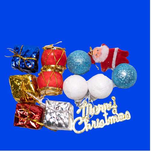 آویز تزیینی مدل مری کریسمس بابانوئل و جعبه کادو بسته 12 عددی