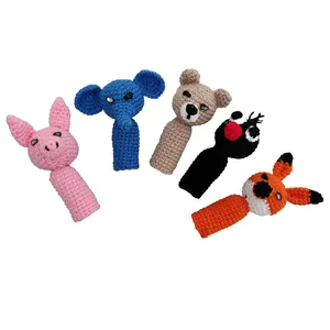 عروسک بافتنی مدل انگشتی طرح حیوانات کد 1 مجموعه 5 عددی