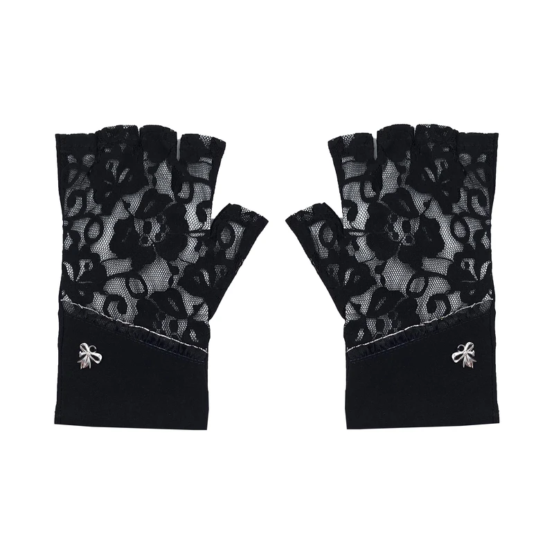 دستکش زنانه سیلکا مدل نیم انگشت گیپور