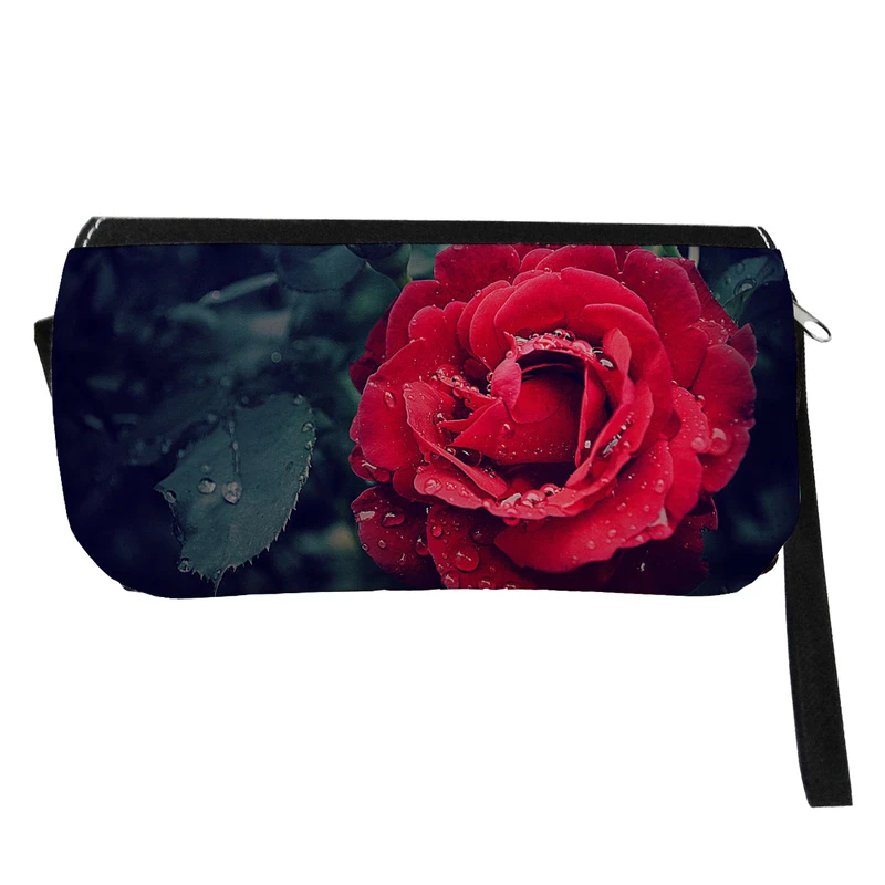   جامدادی مدل دوزیپ طرح گل رز و شبنم کد NI1272