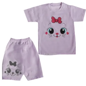 ست تی شرت و شلوارک دخترانه مدل PAPION-BNF