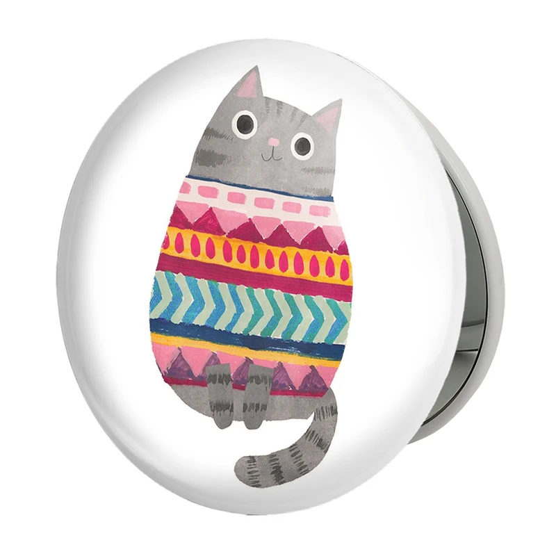 آینه جیبی خندالو طرح گربه مدل تاشو کد 5214 