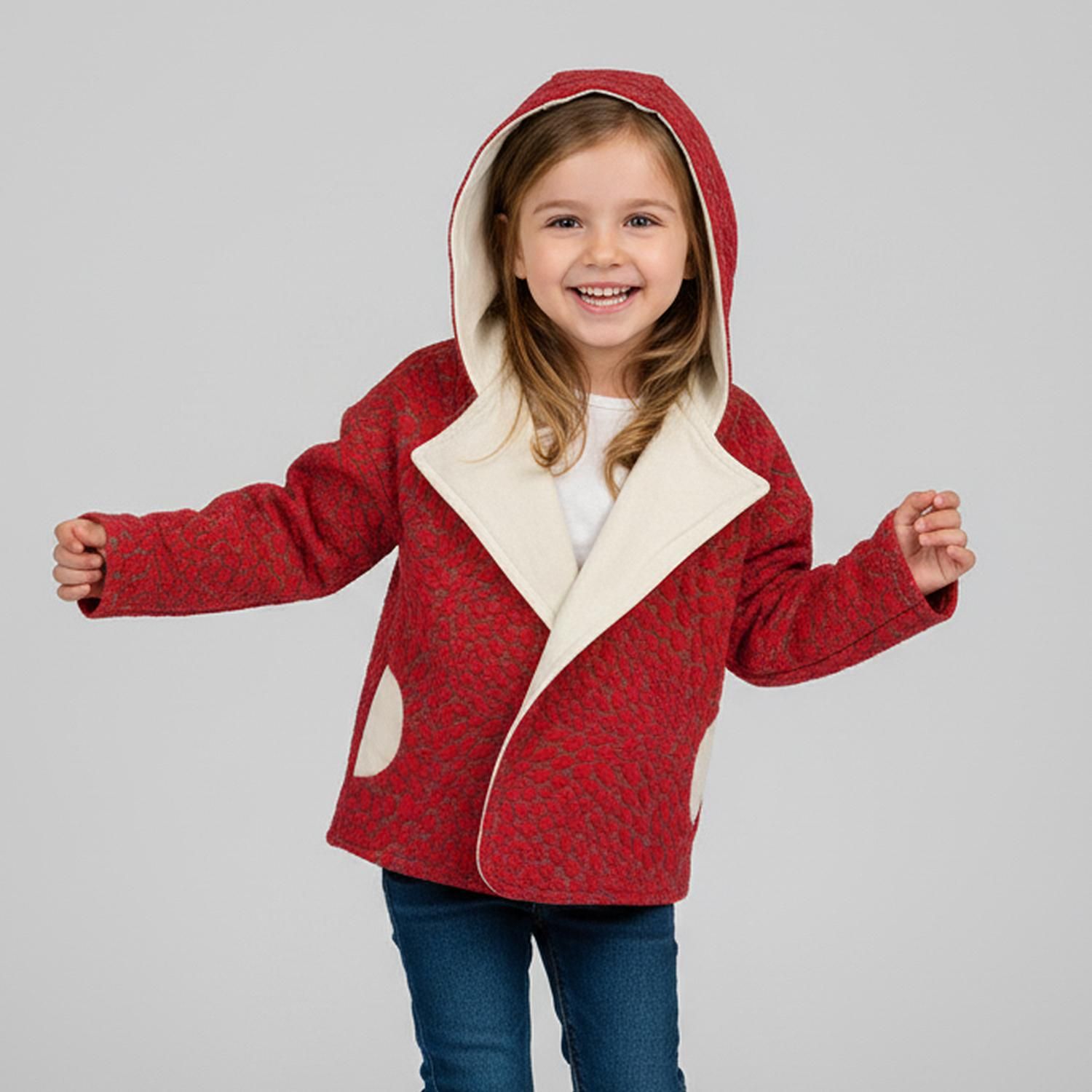 پالتو دخترانه پیانو مدل 1039/80R رنگ قرمز -  - 1