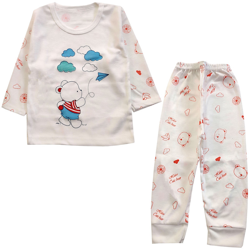 ست تی شرت و شلوار نوزادی مدل خرس و ابر کد 3841