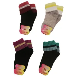 جوراب دخترانه دوگل مدل برگردان بسته‌ 4 عددی