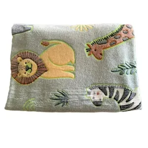 پتو مسافرتی 1 نفره مدل حیوانات جنگل سایز 150x200 سانتی‌متر