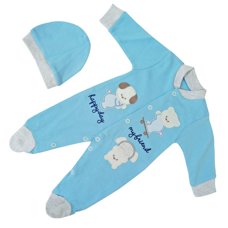 ست سرهمی و کلاه نوزادی مدل Omorf yba3109