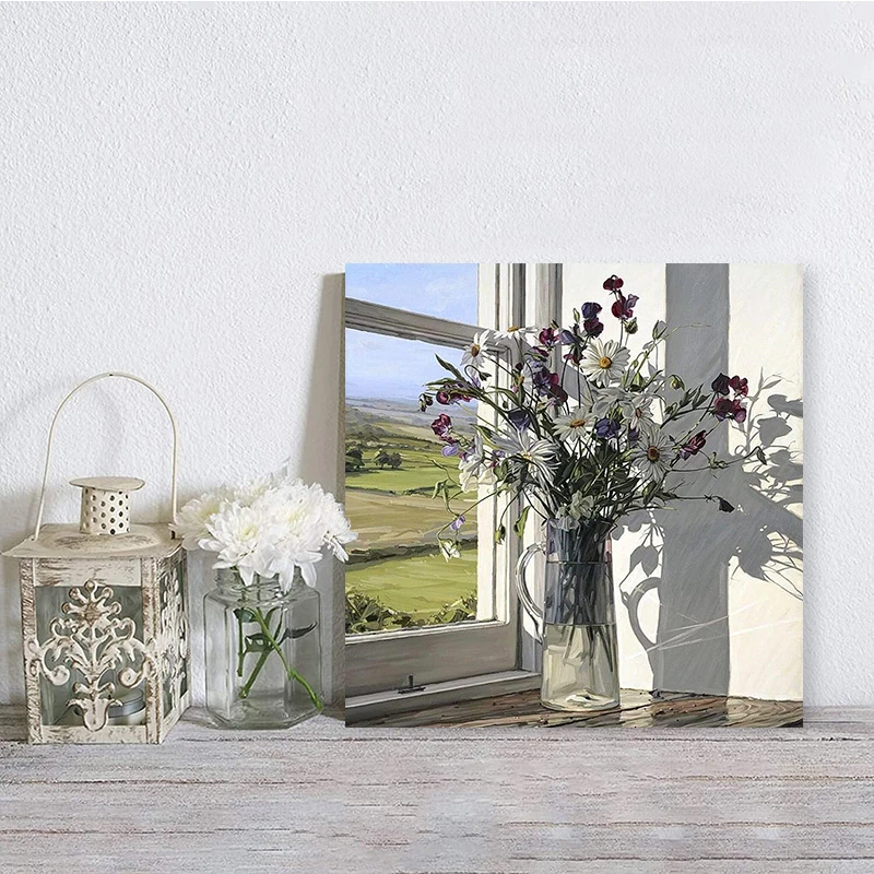 تابلو شاسی صبا طرح مدل گلدان پشت پنجره کد M214 