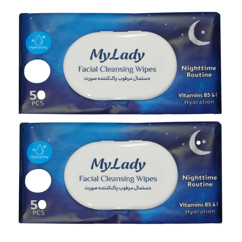 دستمال مرطوب پاک کننده آرایش مایلیدی مدل روز و شب دو بسته ۵۰ عددی