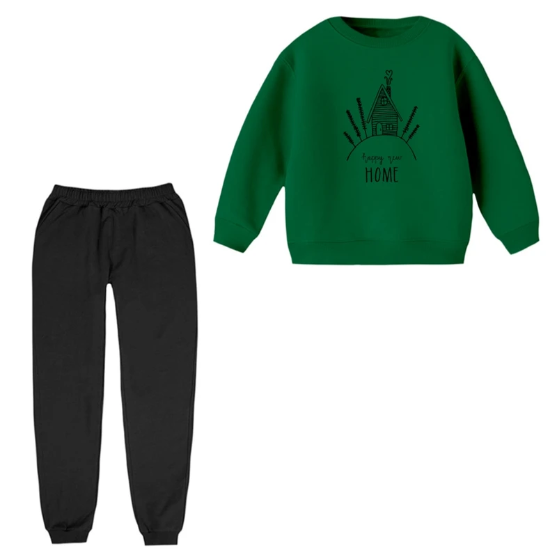 ست سویشرت و شلوار راحتی بچگانه مدل خانه خطی 